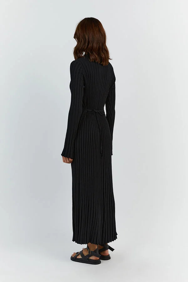 Olivia - Crew Neck Sleeved Knit Midi Dress