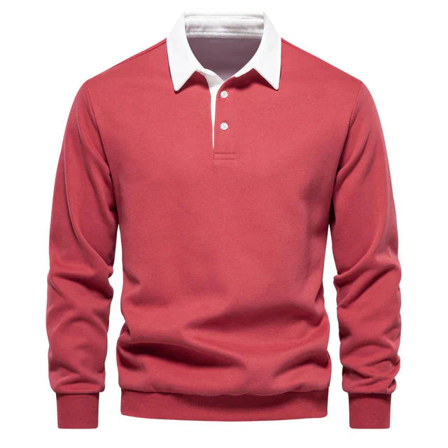 Milan - Elegant Men's Long-Sleeved Polo Shirt