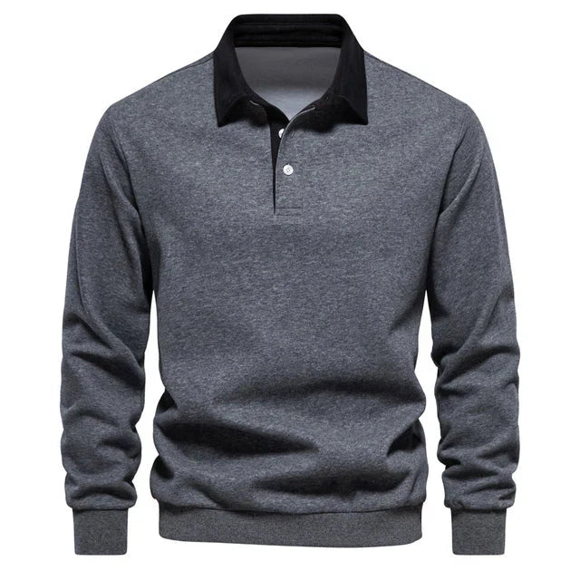 Milan - Elegant Men's Long-Sleeved Polo Shirt