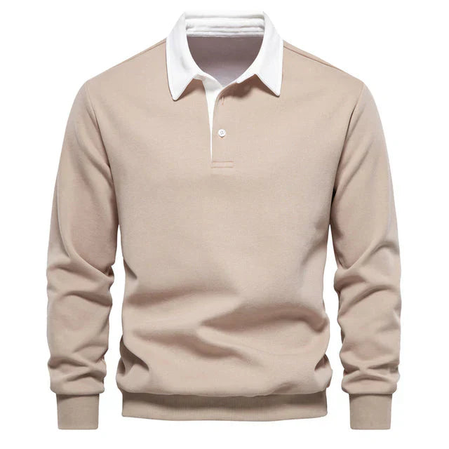 Milan - Elegant Men's Long-Sleeved Polo Shirt