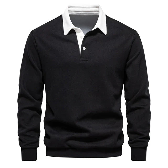 Milan - Elegant Men's Long-Sleeved Polo Shirt