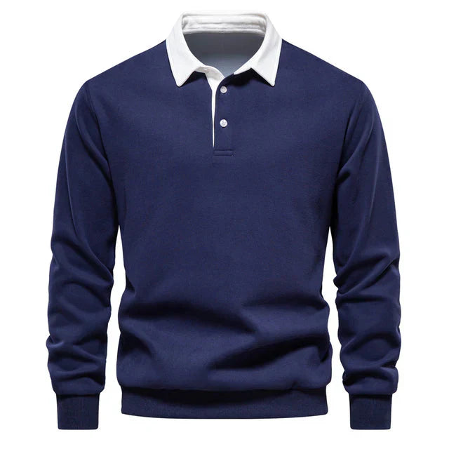 Milan - Elegant Men's Long-Sleeved Polo Shirt