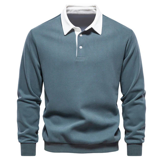 Milan - Elegant Men's Long-Sleeved Polo Shirt