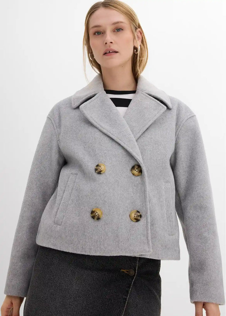 Hazel - Elegant Short Wool-Look Coat