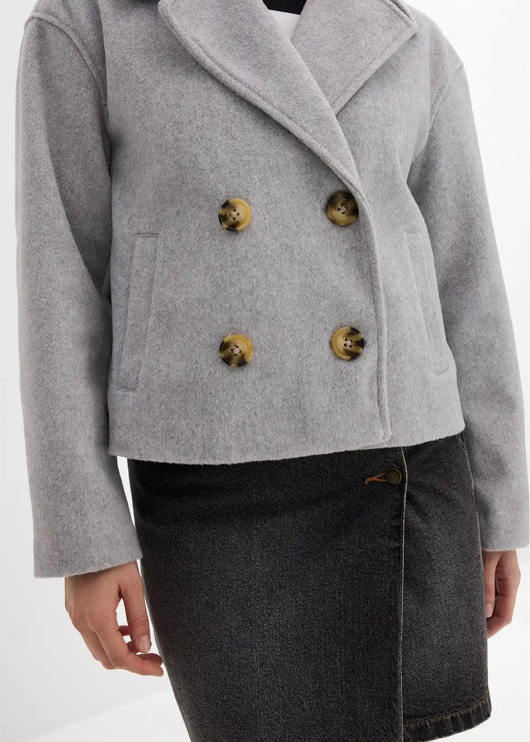 Hazel - Elegant Short Wool-Look Coat