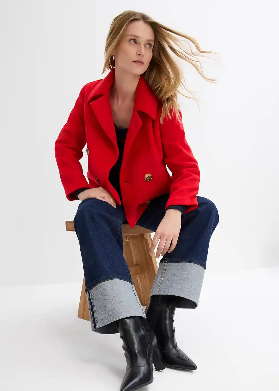 Hazel - Elegant Short Wool-Look Coat