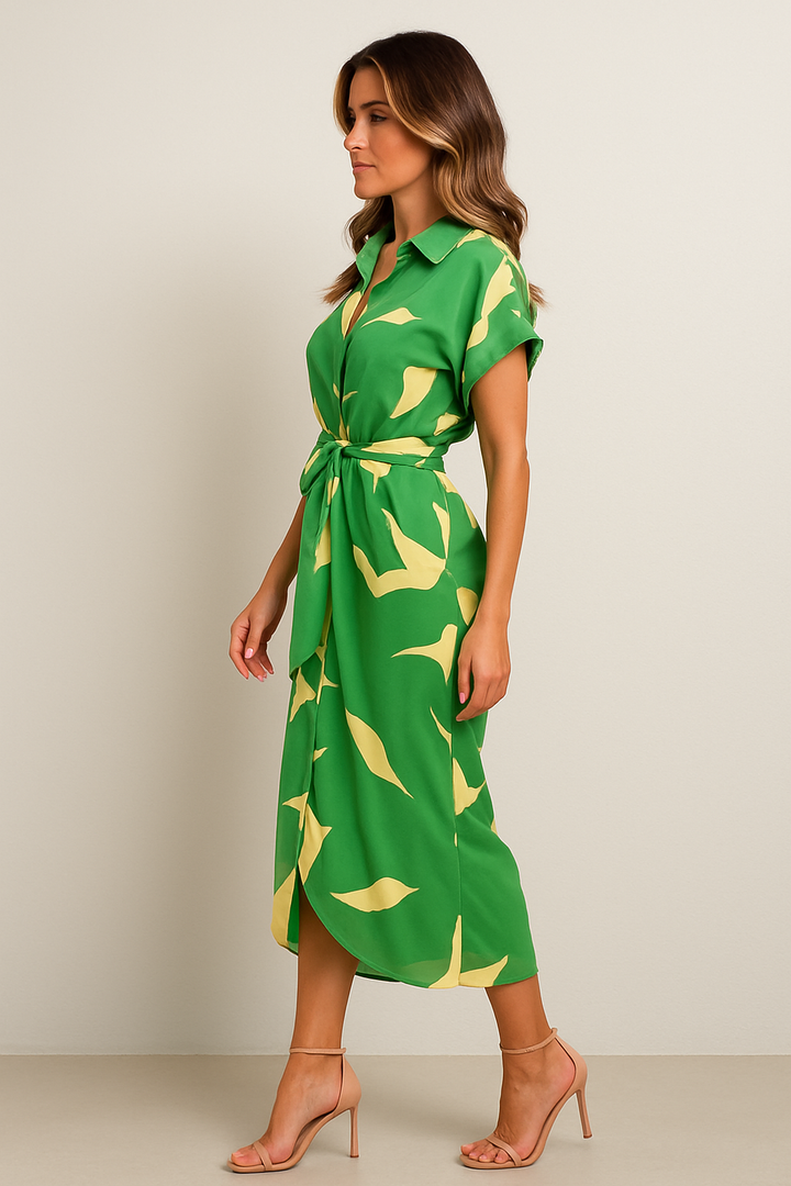 Lauren - High-Waist Flounce Collar Dress