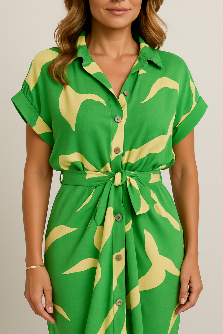 Lauren - High-Waist Flounce Collar Dress