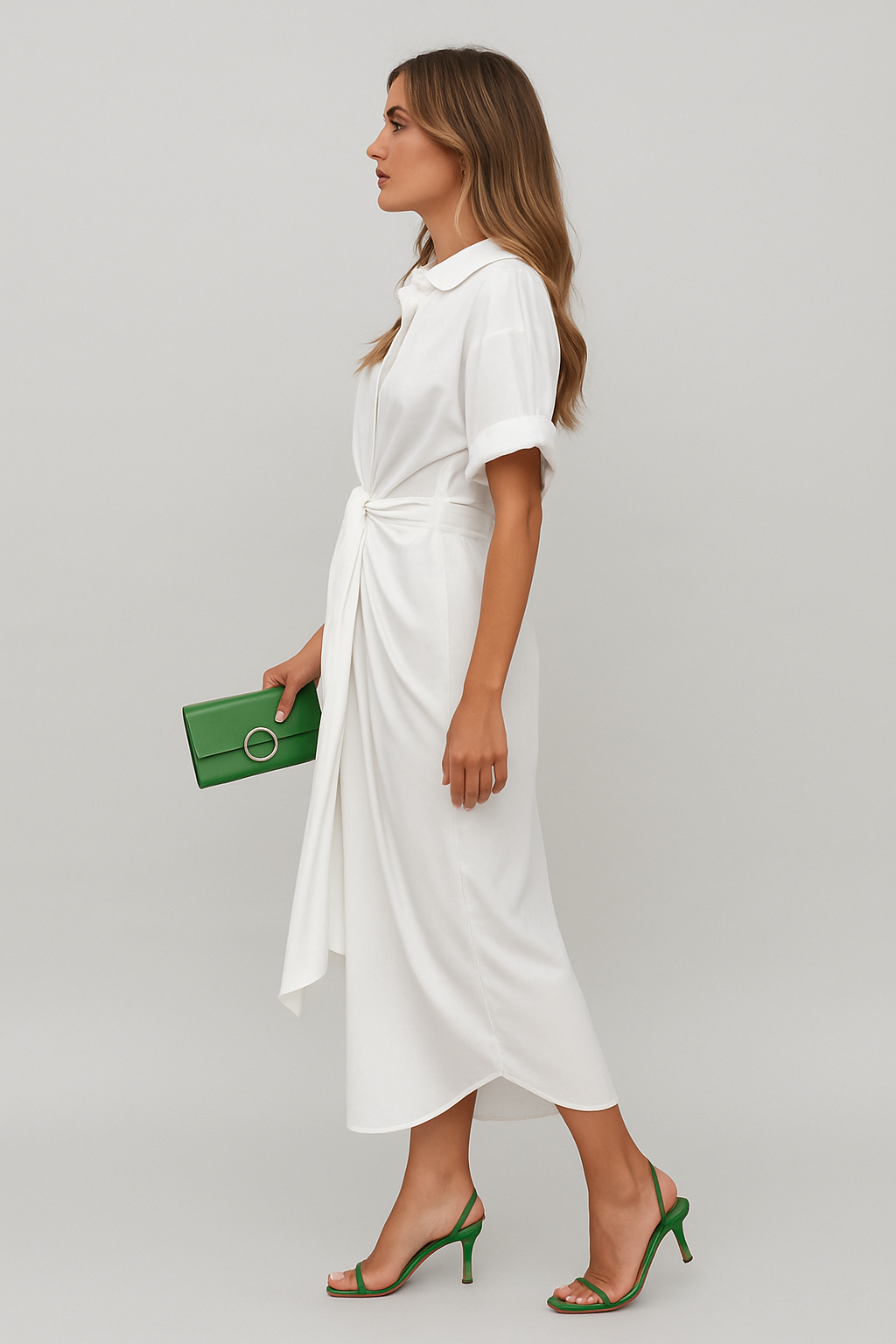 Lauren - High-Waist Flounce Collar Dress