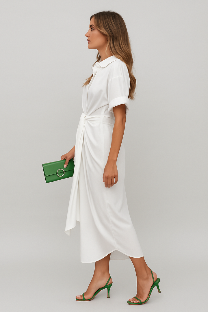 Lauren - High-Waist Flounce Collar Dress