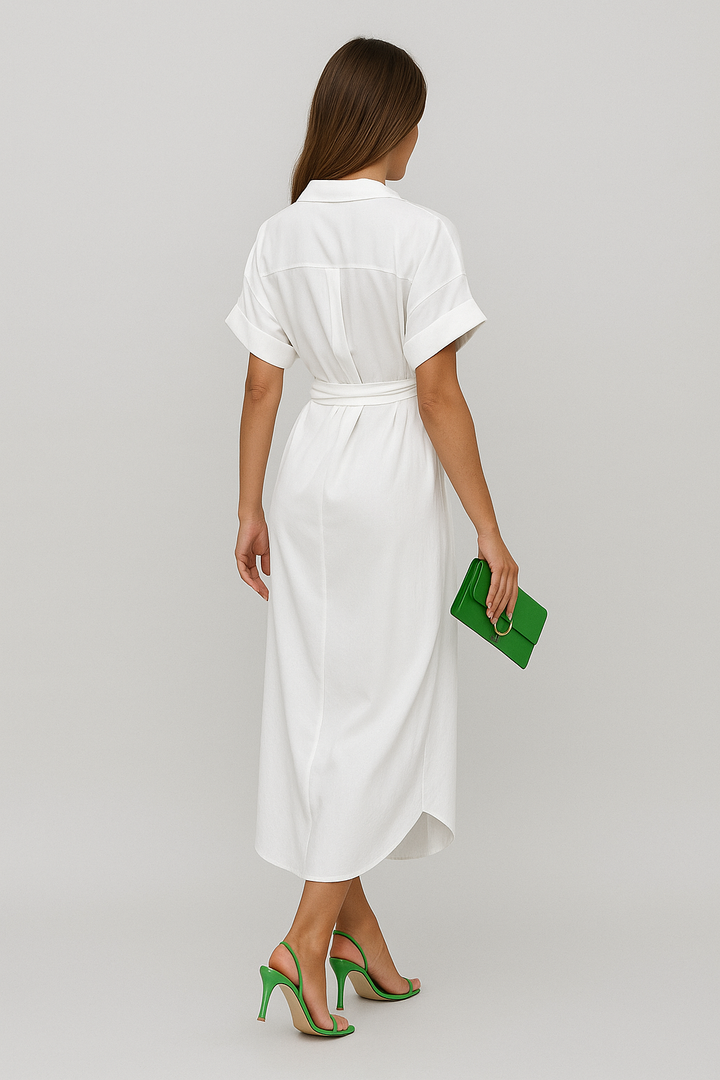Lauren - High-Waist Flounce Collar Dress