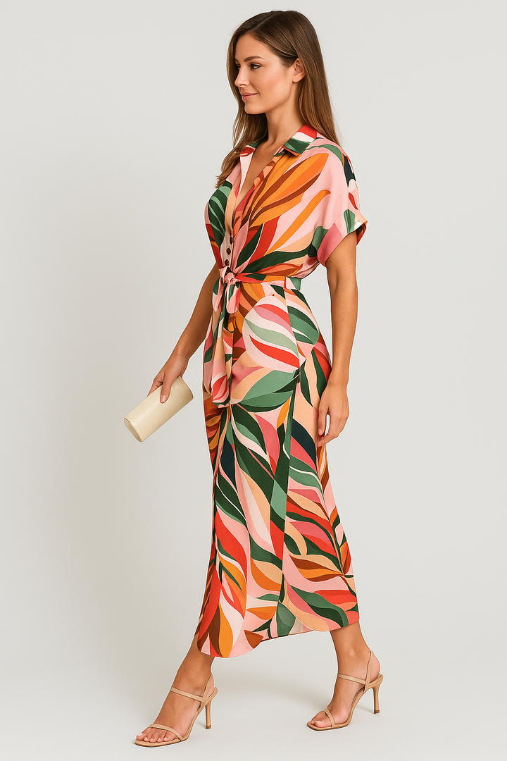 Lauren - High-Waist Flounce Collar Dress