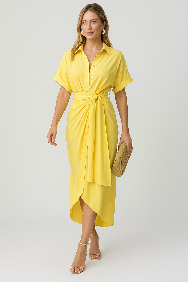 Lauren - High-Waist Flounce Collar Dress