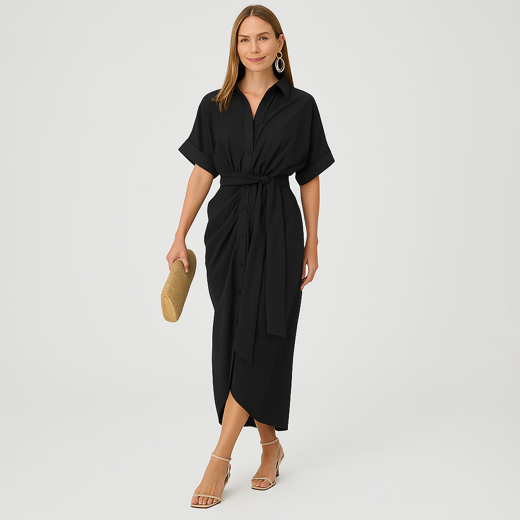 Lauren - High-Waist Flounce Collar Dress