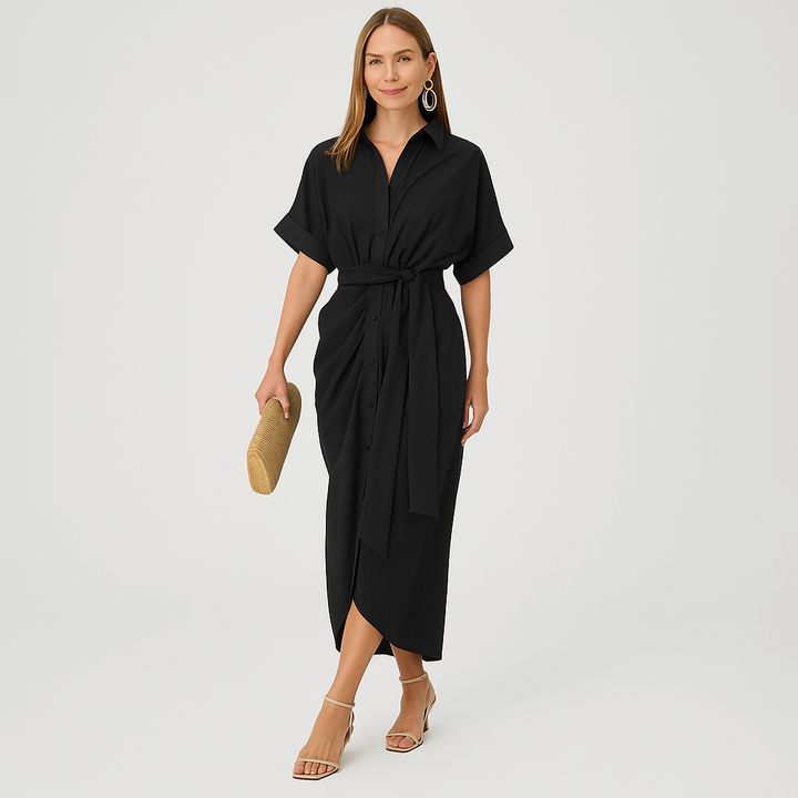 Lauren - High-Waist Flounce Collar Dress