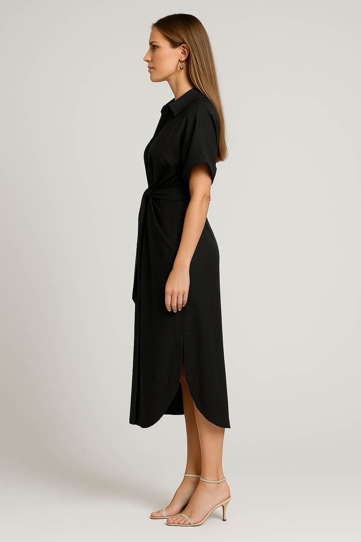 Lauren - High-Waist Flounce Collar Dress