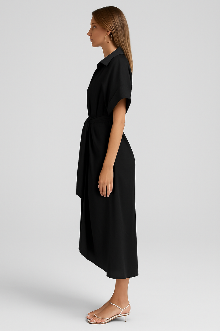 Lauren - High-Waist Flounce Collar Dress