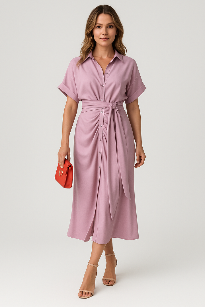 Lauren - High-Waist Flounce Collar Dress