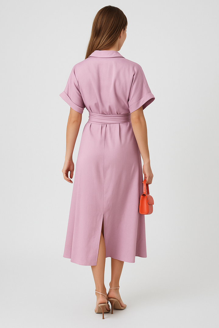 Lauren - High-Waist Flounce Collar Dress