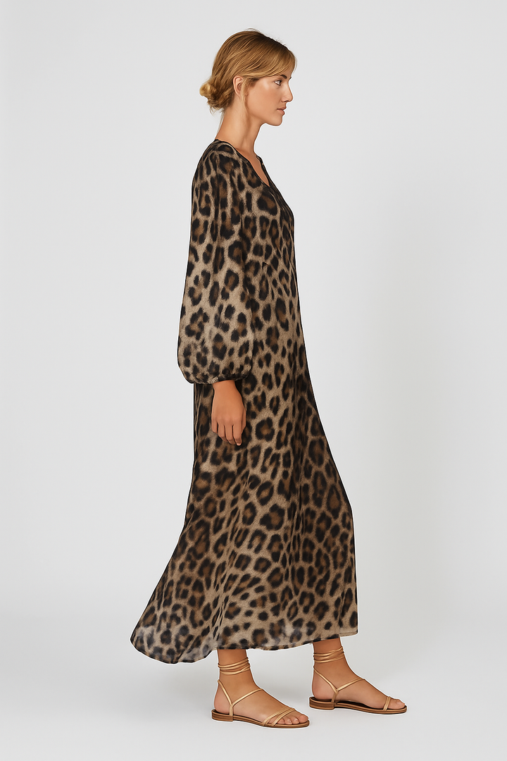 Sian - Leopard Print Elegant Maxi Dress
