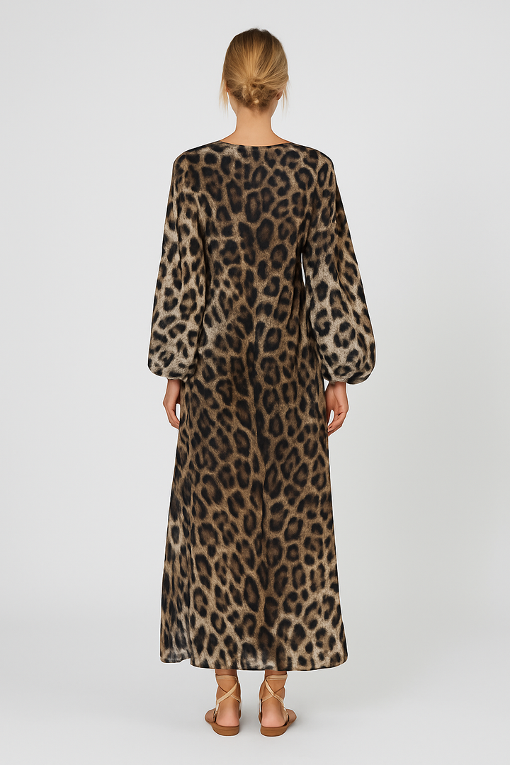 Sian - Leopard Print Elegant Maxi Dress