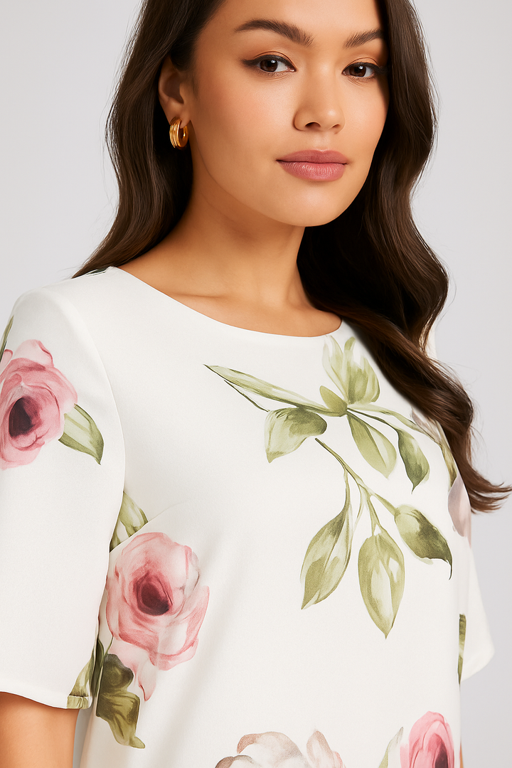 Veda - Wome Loose round Neck Fashionable Printed Dress