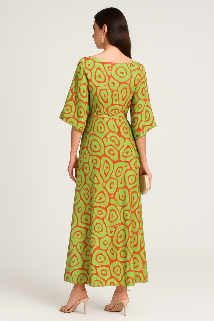 Elodie - Swirl Slit Sleeve Maxi Dress