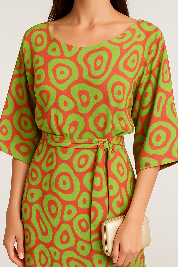 Elodie - Swirl Slit Sleeve Maxi Dress