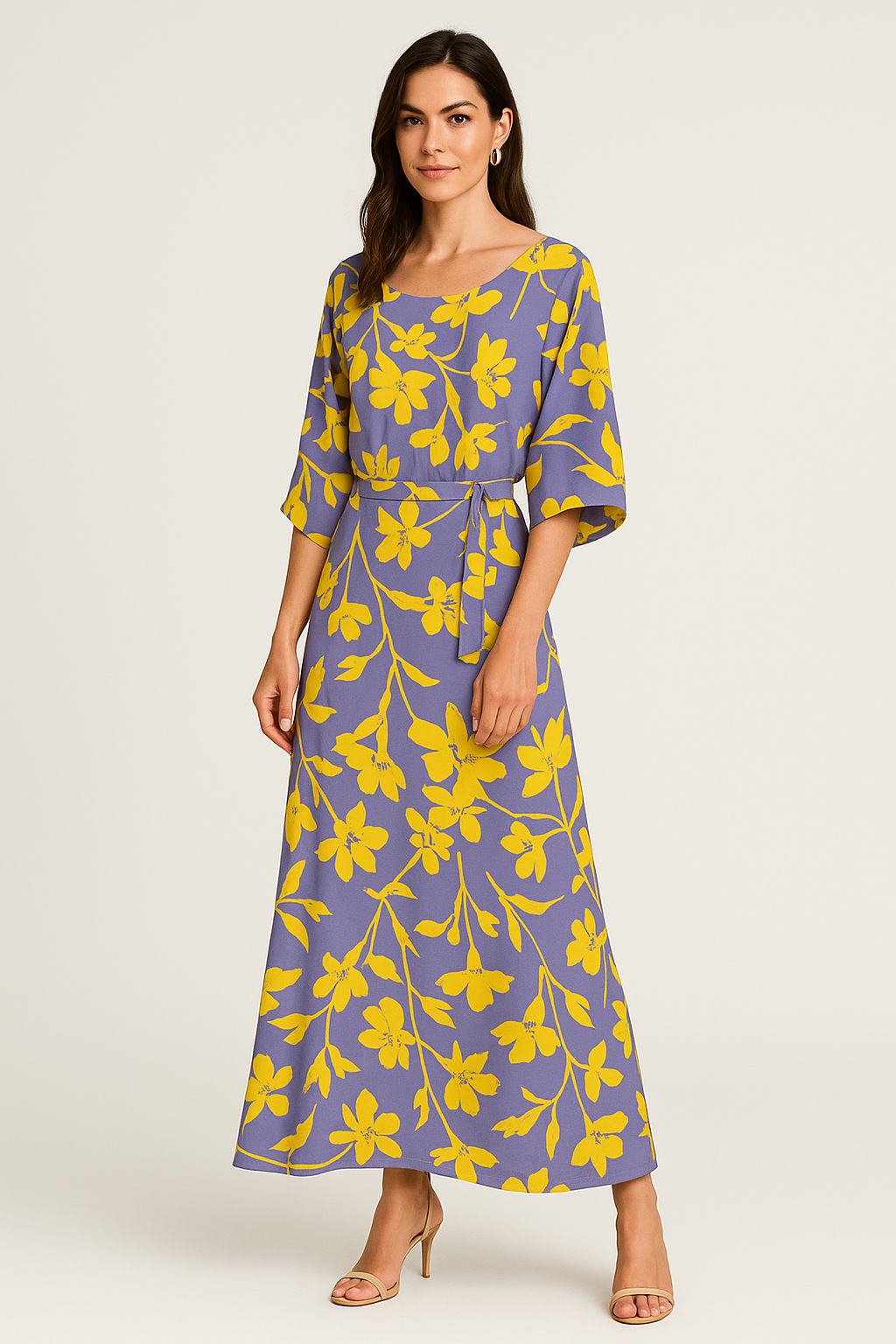 Elodie - Swirl Slit Sleeve Maxi Dress