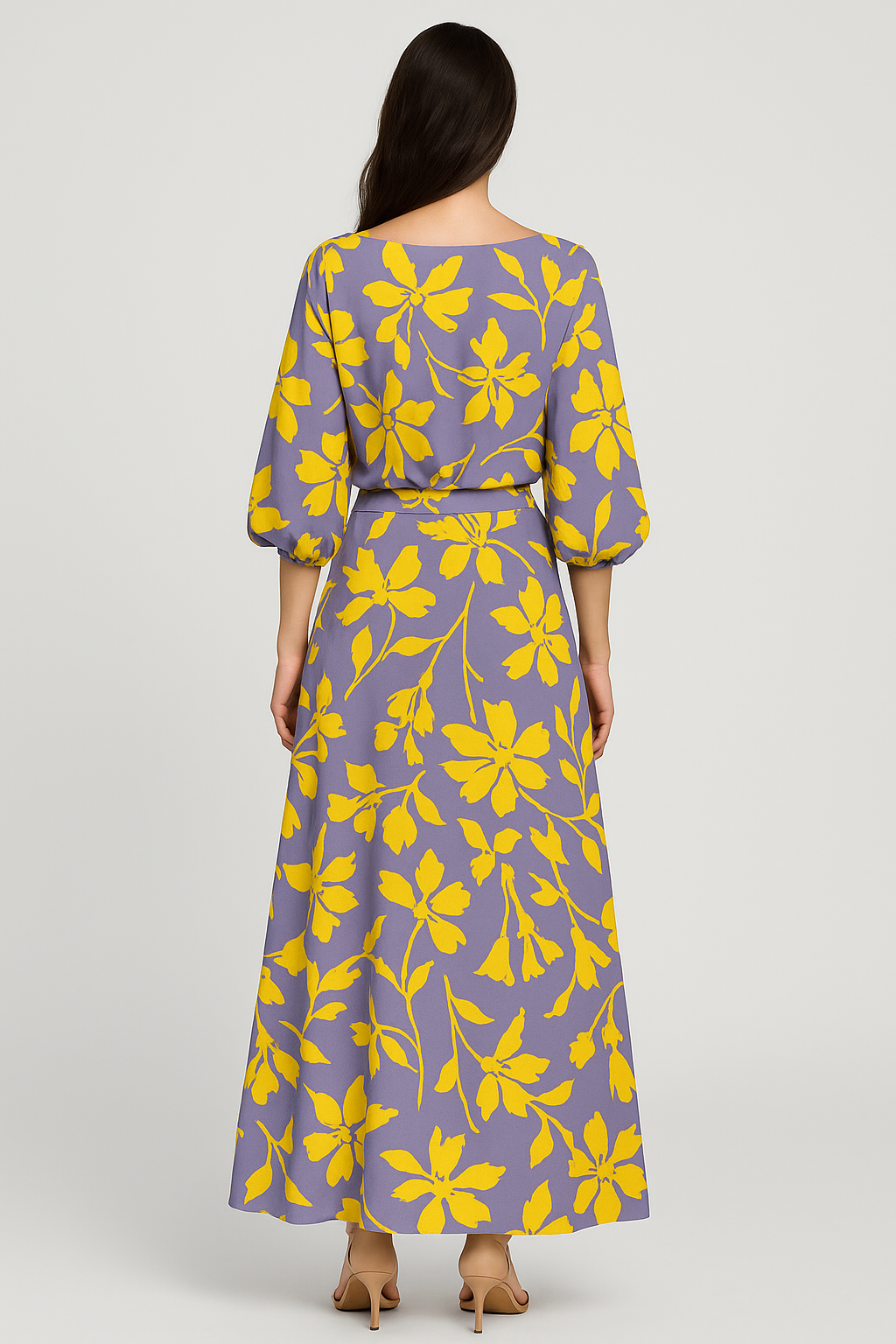 Elodie - Swirl Slit Sleeve Maxi Dress