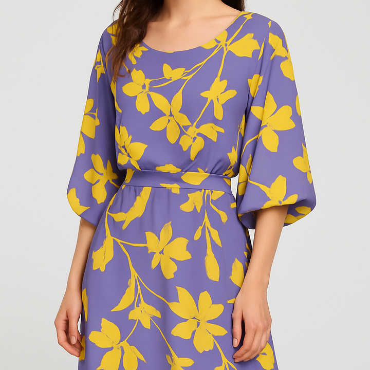Elodie - Swirl Slit Sleeve Maxi Dress
