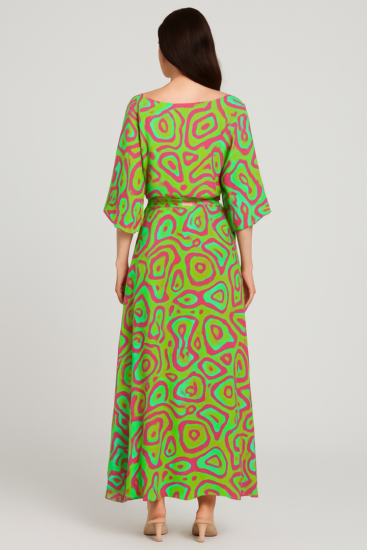 Elodie - Swirl Slit Sleeve Maxi Dress