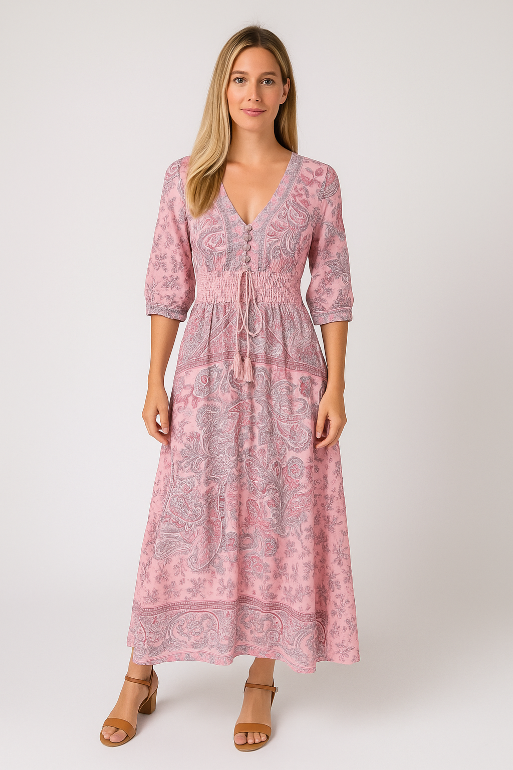 Zoe – Floral V-Neck Maxi Dress