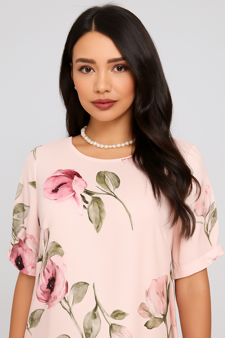 Veda - Wome Loose round Neck Fashionable Printed Dress