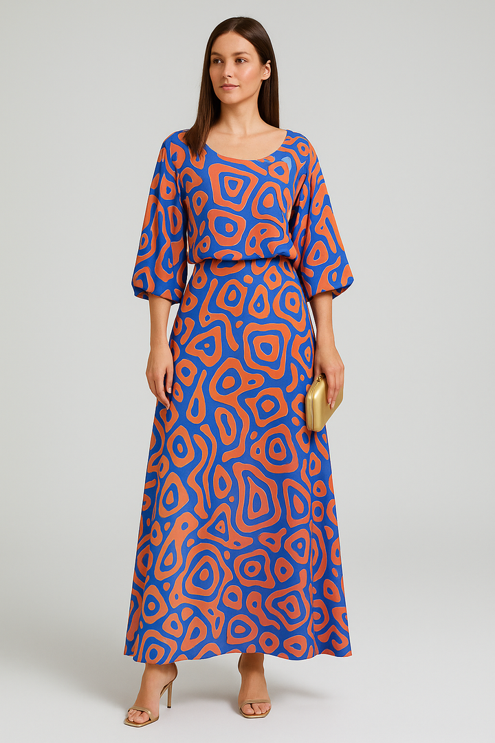 Elodie - Swirl Slit Sleeve Maxi Dress