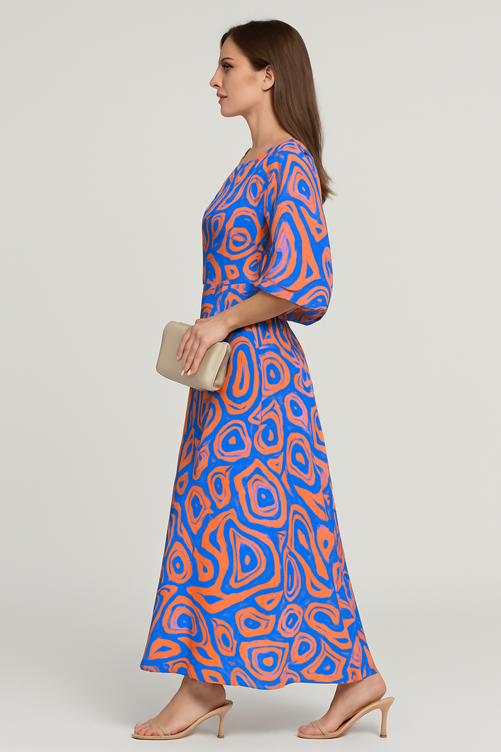 Elodie - Swirl Slit Sleeve Maxi Dress
