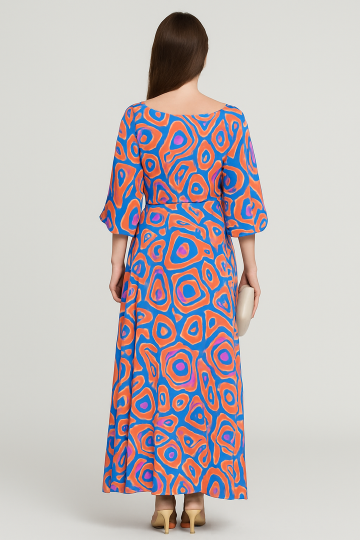 Elodie - Swirl Slit Sleeve Maxi Dress
