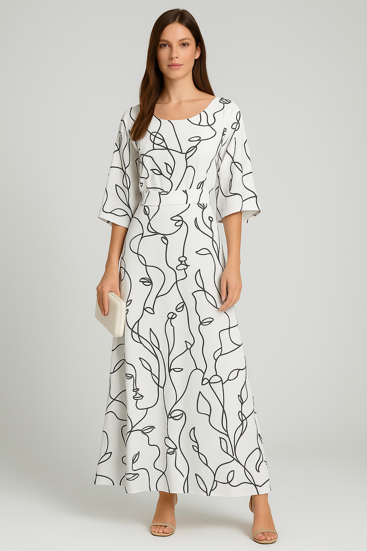 Elodie - Swirl Slit Sleeve Maxi Dress