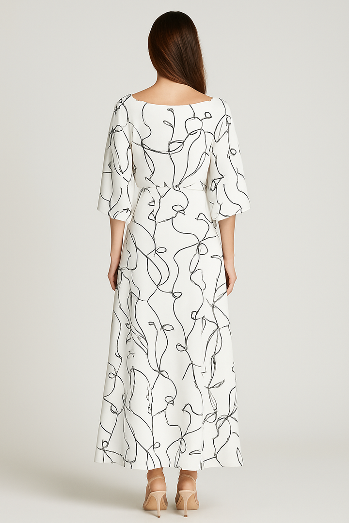 Elodie - Swirl Slit Sleeve Maxi Dress