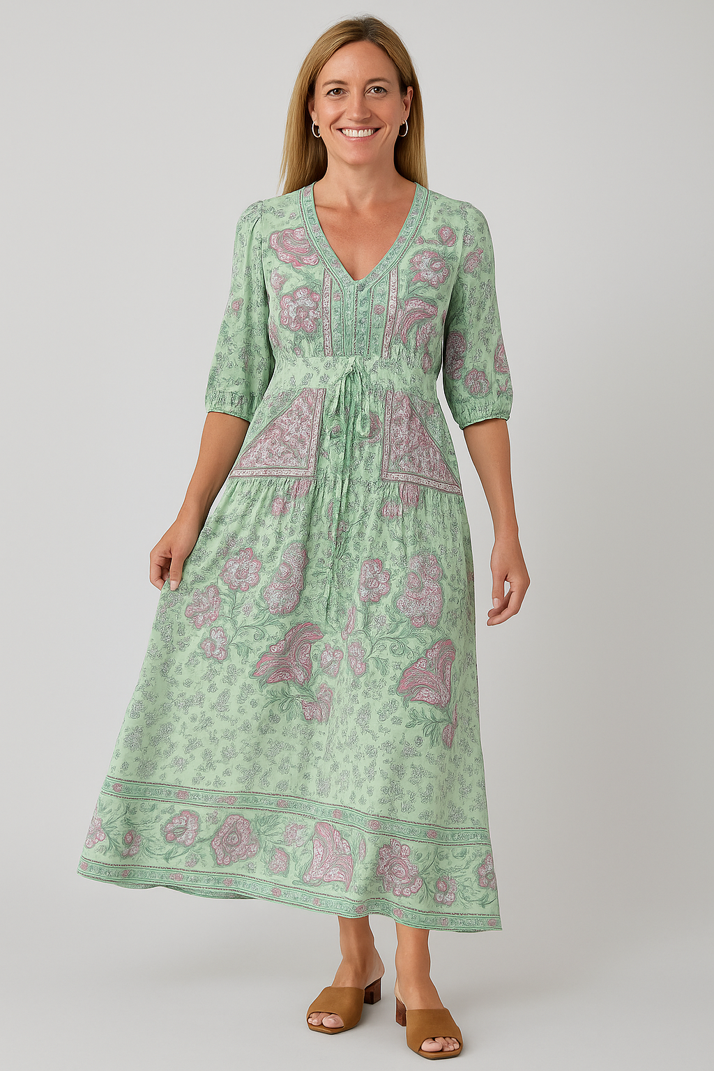Zoe – Floral V-Neck Maxi Dress