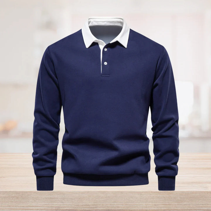 Milan - Elegant Men's Long-Sleeved Polo Shirt