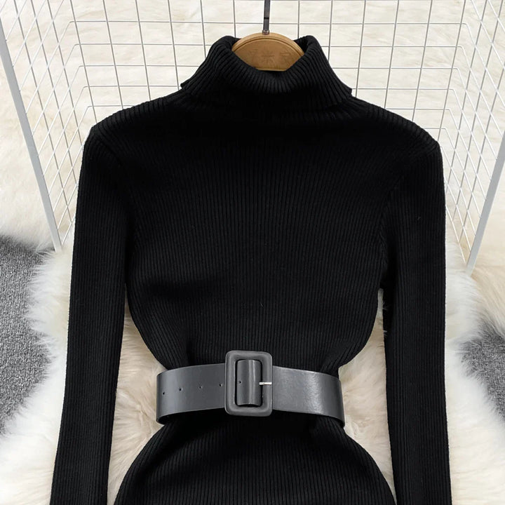 Amelia  -  Turtleneck Knit Pencil Dress