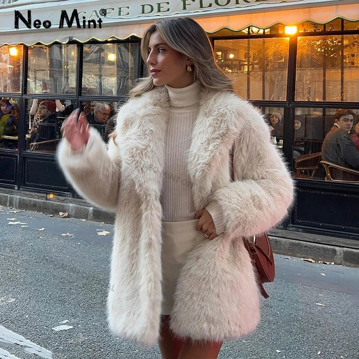 Evelyn - Faux Fur Lapel Coat