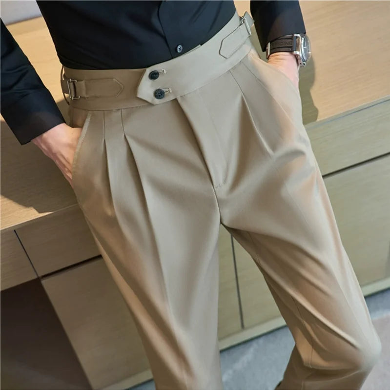 Daniel - High Waist Slim Fit Trousers