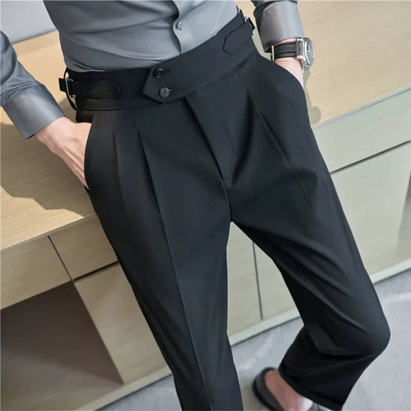 Daniel - High Waist Slim Fit Trousers