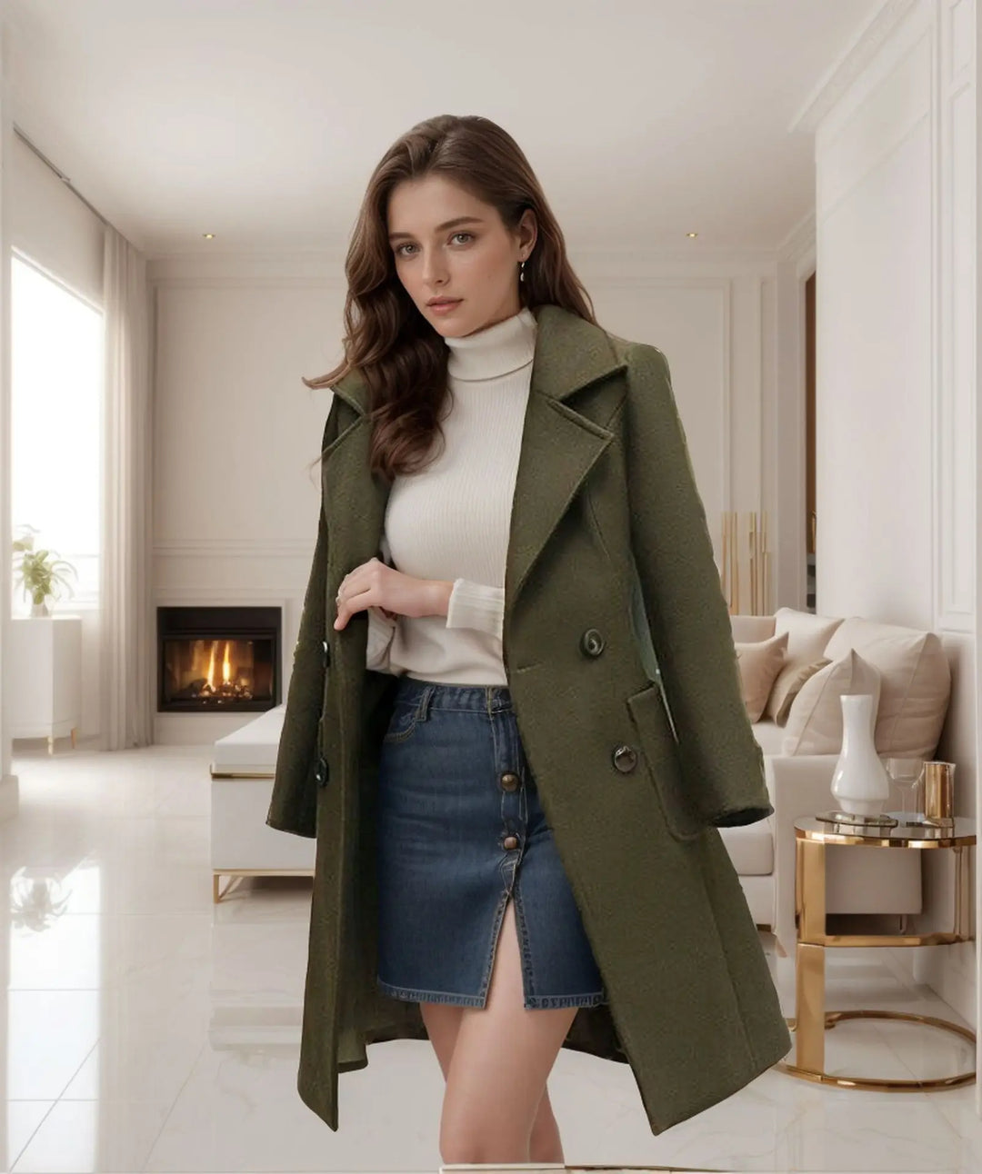 Aria - Double-Breasted Woolen Coat