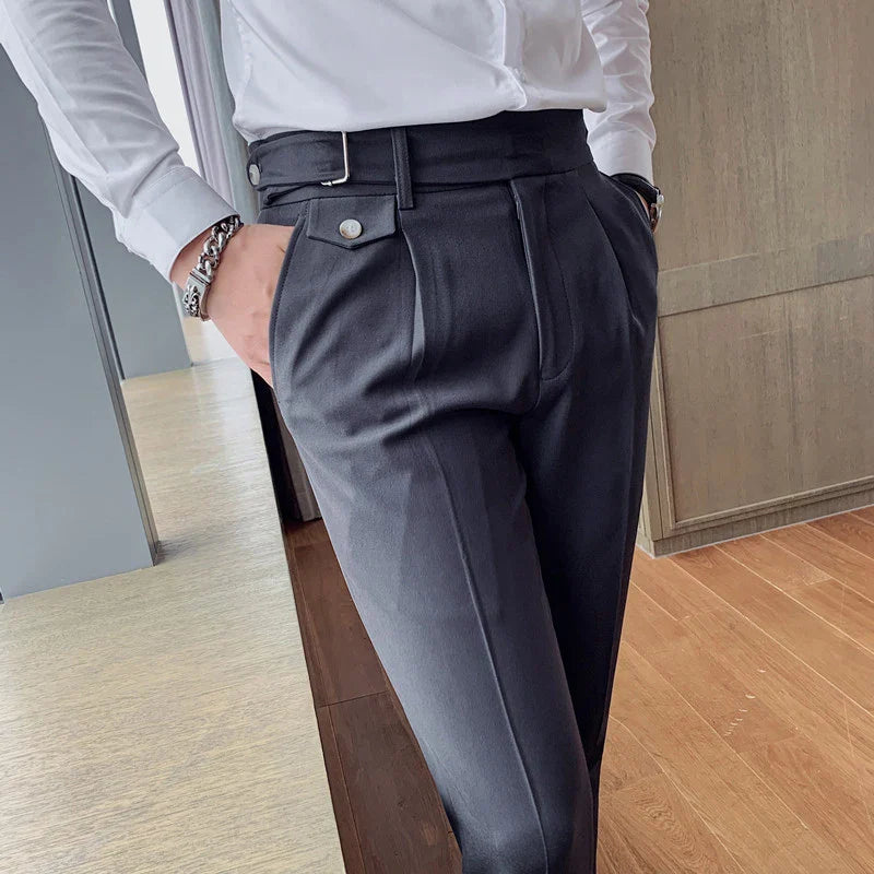 Daniel - High Waist Slim Fit Trousers