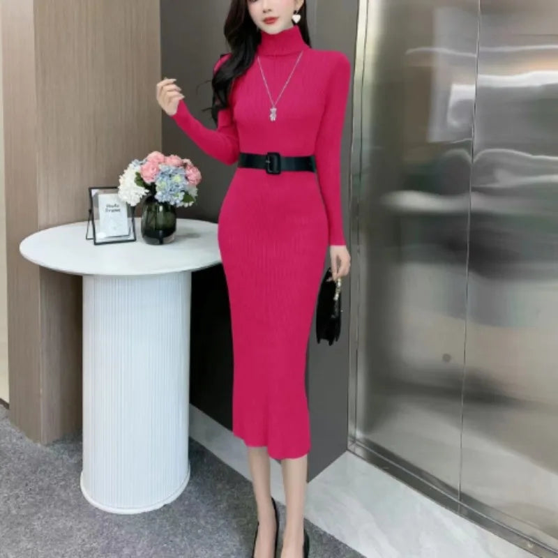 Amelia  -  Turtleneck Knit Pencil Dress