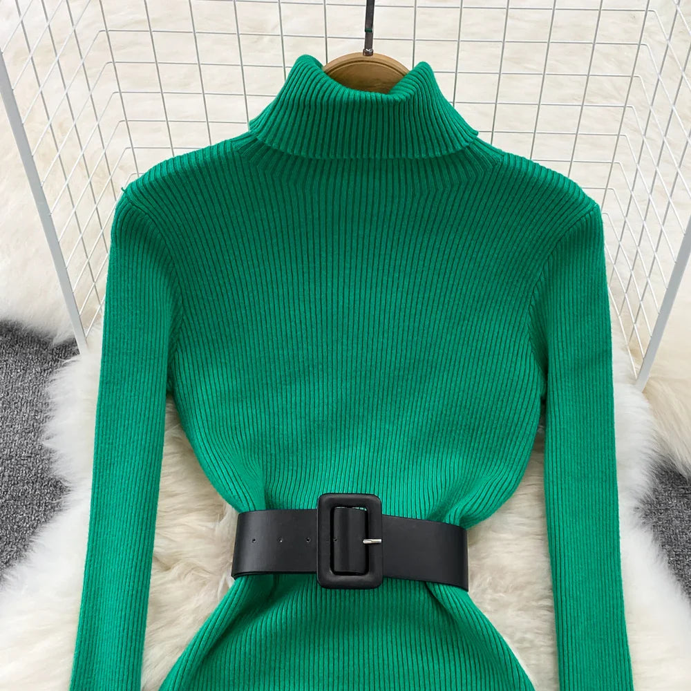 Amelia  -  Turtleneck Knit Pencil Dress