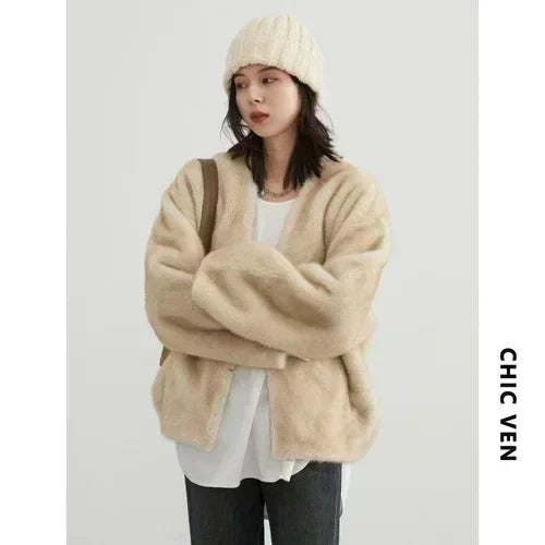 Sophia - Loose Casual Plush Overcoat